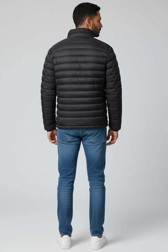 Schwarze, wasserdichte Herren-Steppjacke