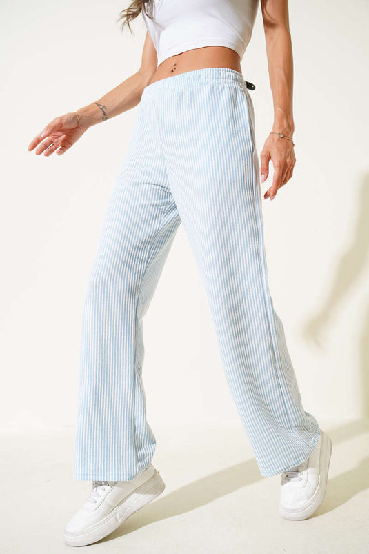 بنطال ووترواي ذو الخصر المطاطي، أزرق