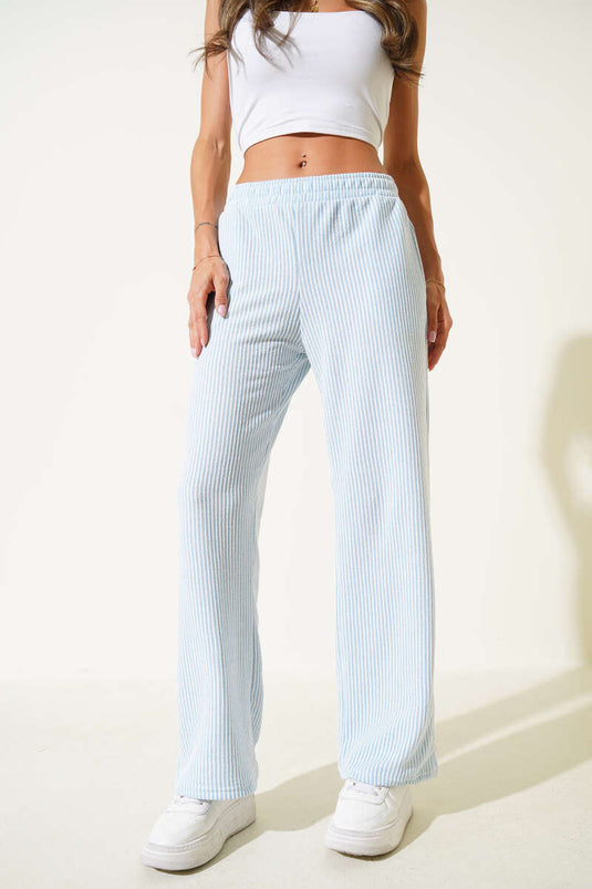 بنطال ووترواي ذو الخصر المطاطي، أزرق