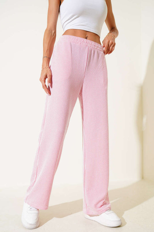 Pink Elastic Waistband Trousers