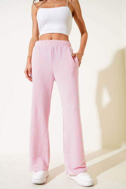 Pink Elastic Waistband Trousers