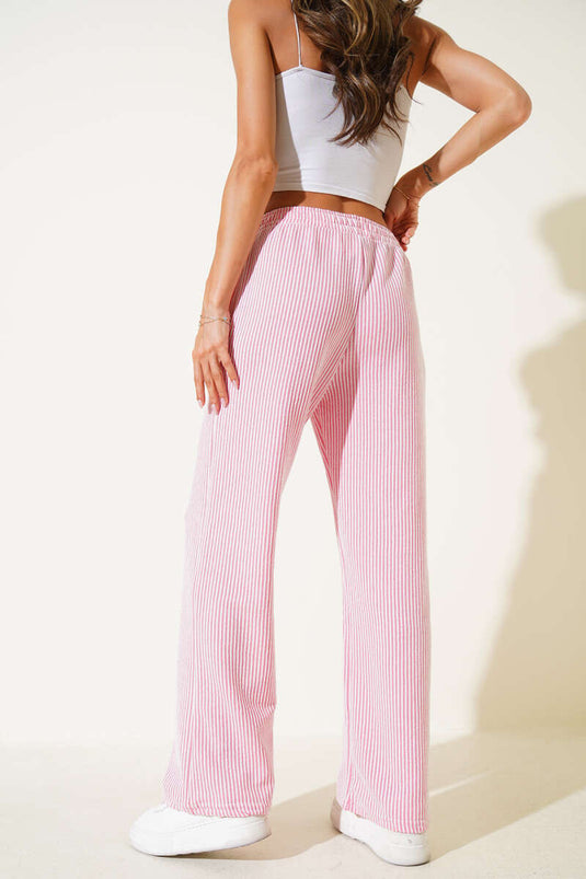 Pink Elastic Waistband Trousers