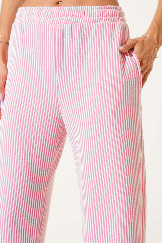 Pink Elastic Waistband Trousers