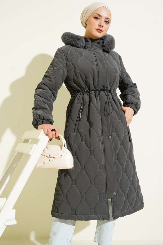 Giacca trapuntata con cerniera Waterway, grigio fumo