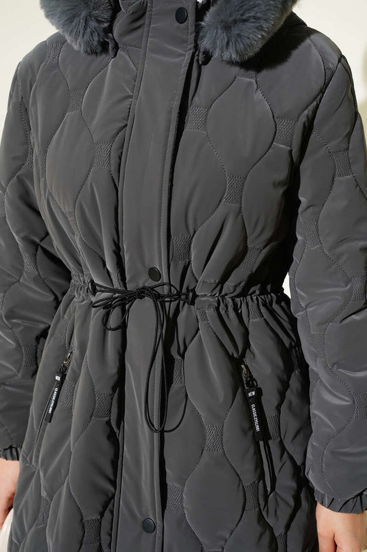 Su Yolu Kapitone Fermuarlı Mont Füme