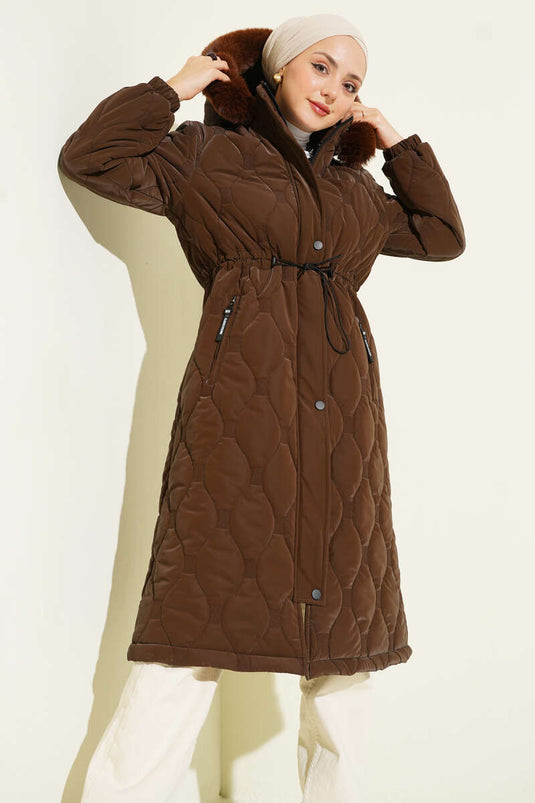 Giacca trapuntata con cerniera Waterway, caffè