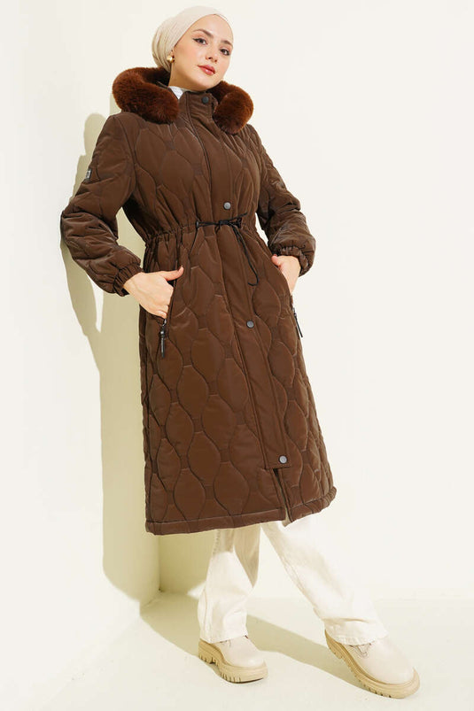 Giacca trapuntata con cerniera Waterway, caffè