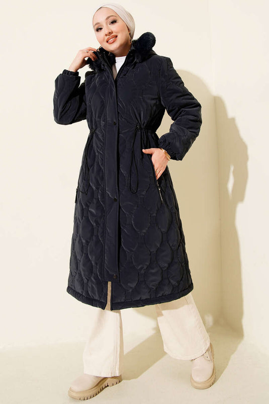 Su Yolu Kapitone Fermuarlı Mont Lacivert