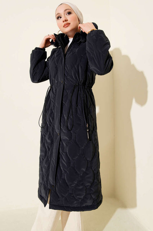 Su Yolu Kapitone Fermuarlı Mont Lacivert