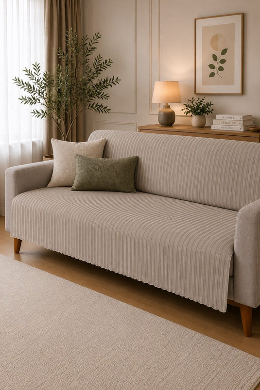 Housse de canapé antidérapante beige avec mousse