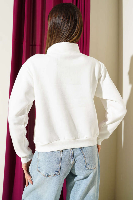 سويت شيرت بسحاب أمامي ثلاثي الخيوط بنقشة غروب الشمس بلون الطين