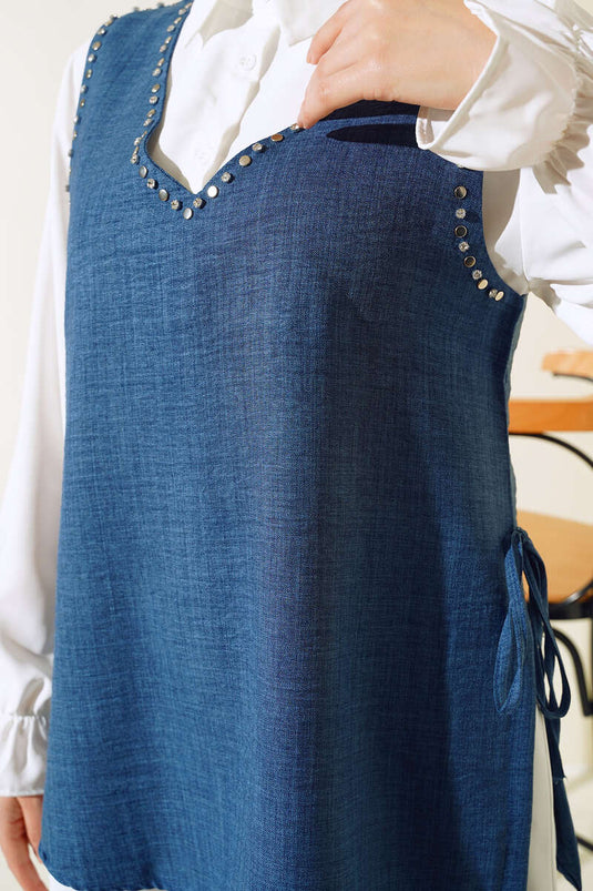 Sweater Stone Detailed Three Piece Set Indigo