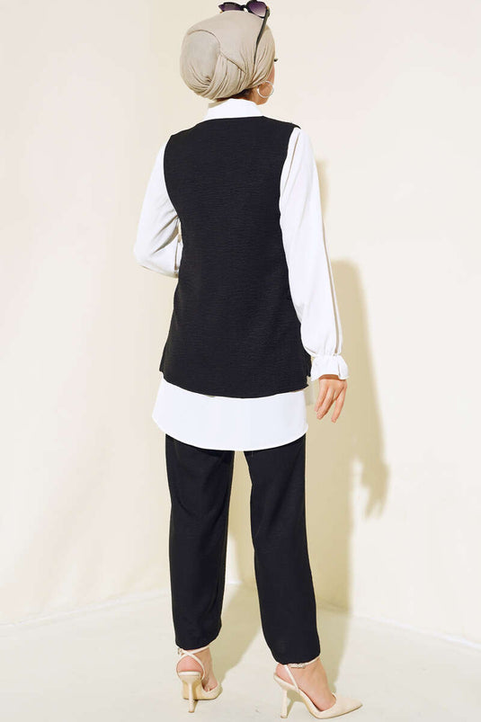 Sweater Stone Detailed Three Piece Set Black