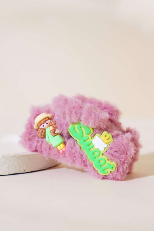 Boucle à loquet en peluche douce Magenta