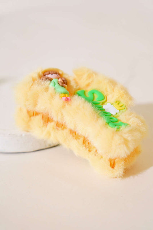 Boucle de verrouillage en peluche douce jaune