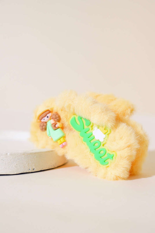 Boucle de verrouillage en peluche douce jaune