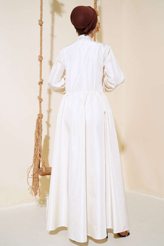 Taffeta Rose accessoire jurk ecru