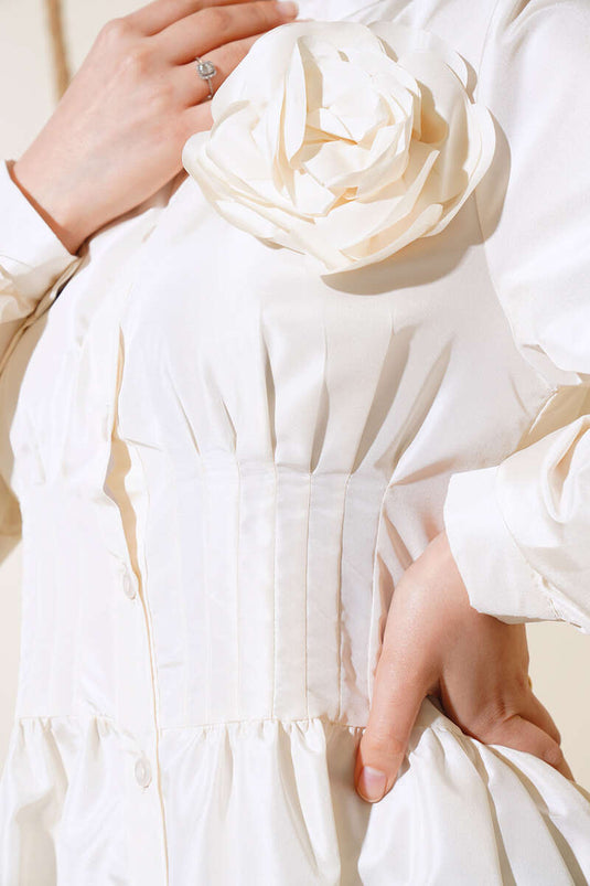 Taffeta Rose accessoire jurk ecru