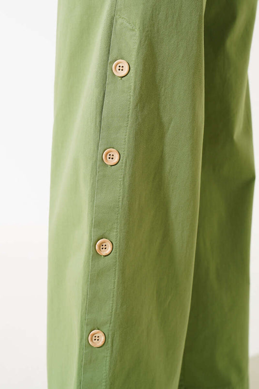 Two Piece Suit with Wooden Buttons and Vest in Green