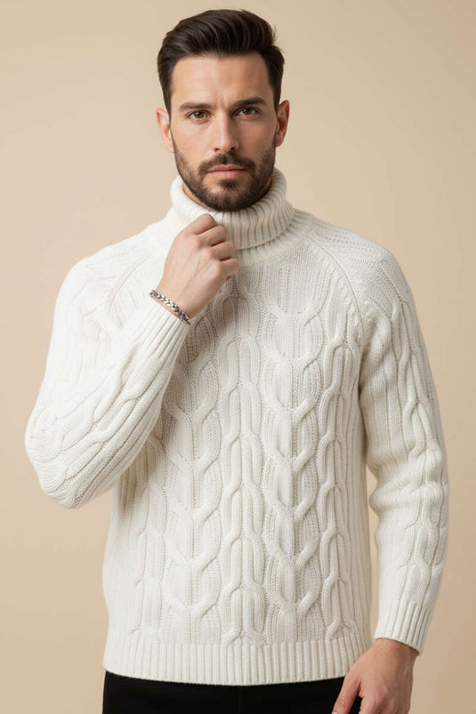 Pure Fisherman Men's Knitted Sweater Ecru
