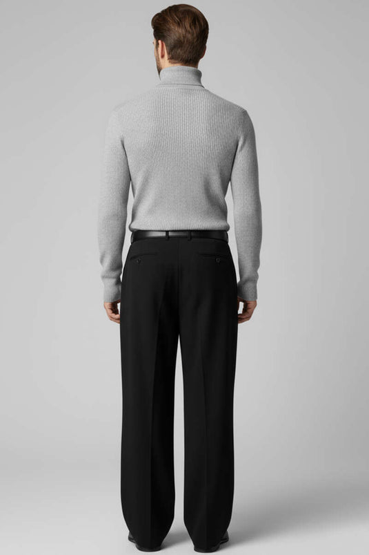 Full Turtleneck Knit Men's Sweater Grey