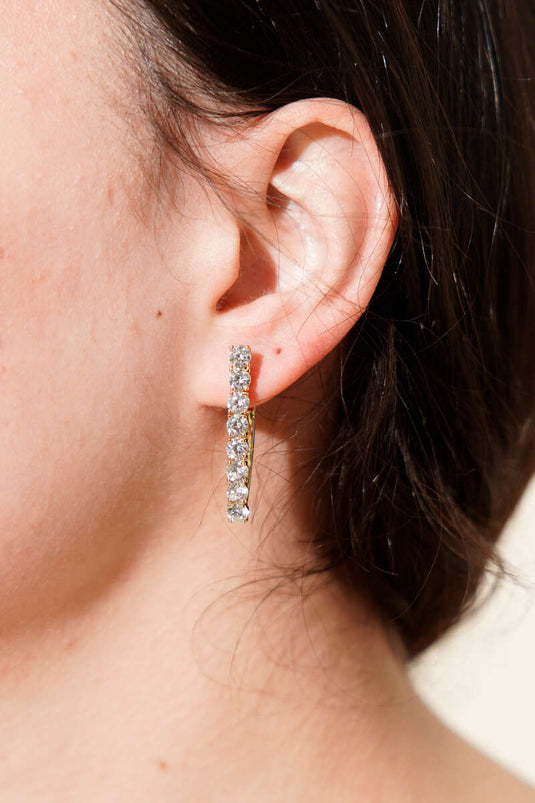 قرط ذهب مرصع بحجر الزركون على شكل صفوف متتالية