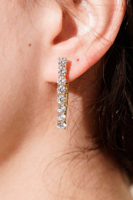 قرط ذهب مرصع بحجر الزركون على شكل صفوف متتالية