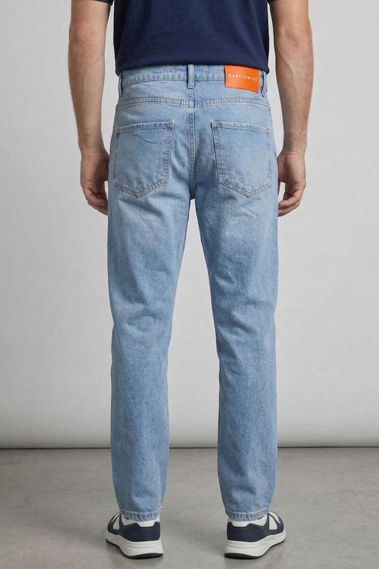 Pantalon homme coupe fuselée bleu glace