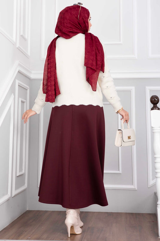 Gilet Court En Angora À Boutons Et Détails De Pierres En Écru