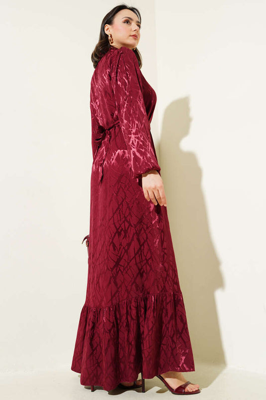 Abito con dettagli in pietra Borgogna