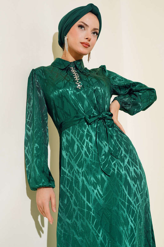 Stone Detailed Dress Green