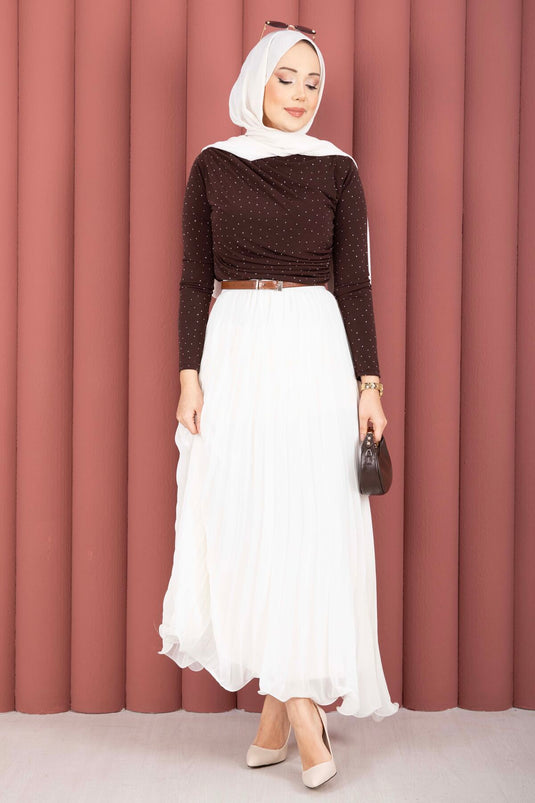 Stone Detailed Sandy Bodysuit Brown