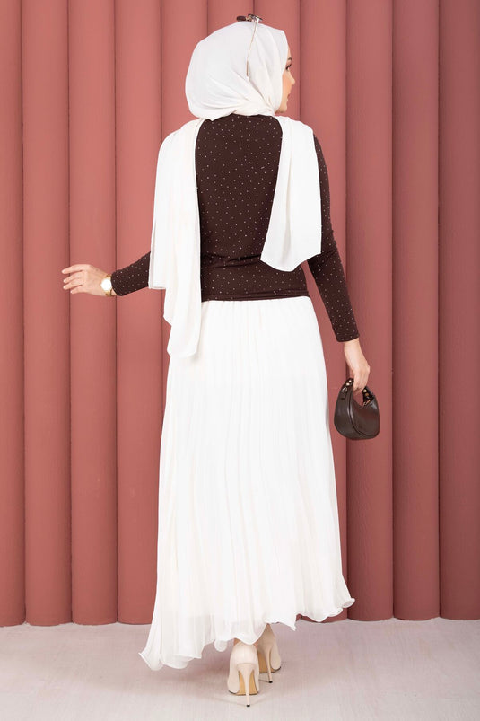 Stone Detailed Sandy Bodysuit Brown