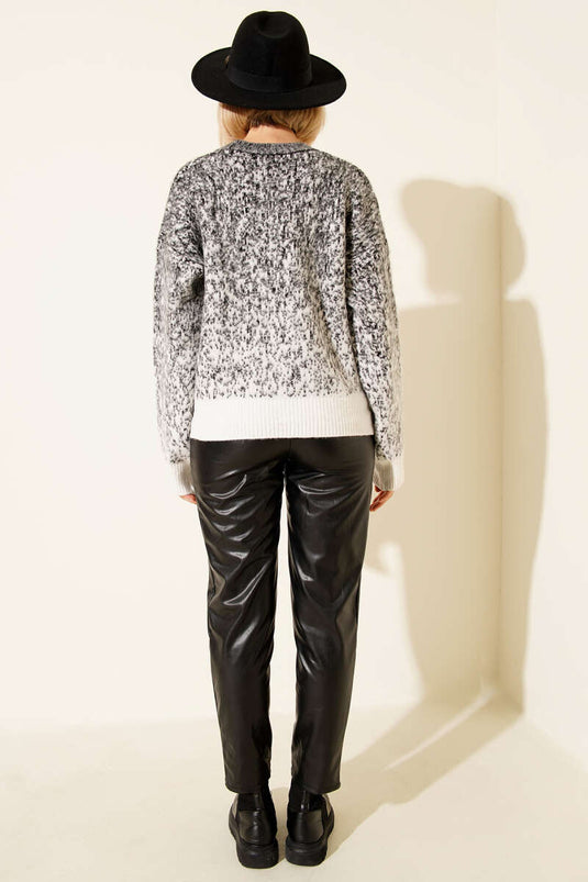 Stone Detail Knitted Sweater Black