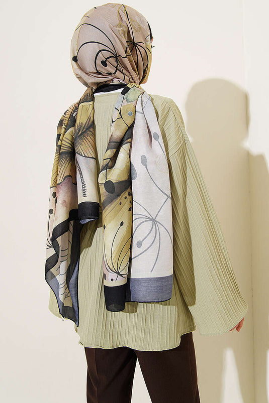 Chemise à rayures en relief avec boutons en pierre, vert avocat