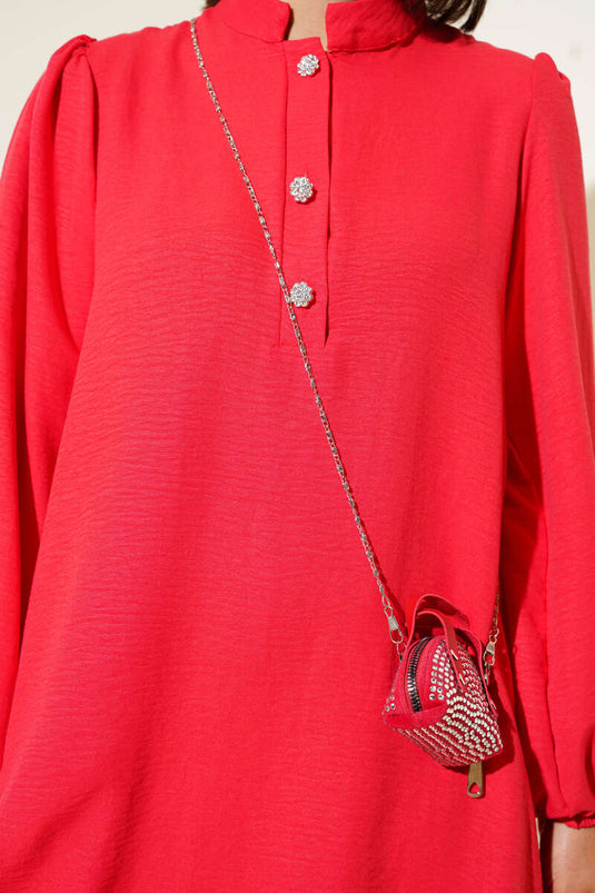 بدلة أليزارين من قطعتين بأزرار حجرية