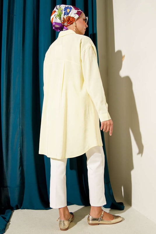 Long Tunic with Stone Buttons, Yellow