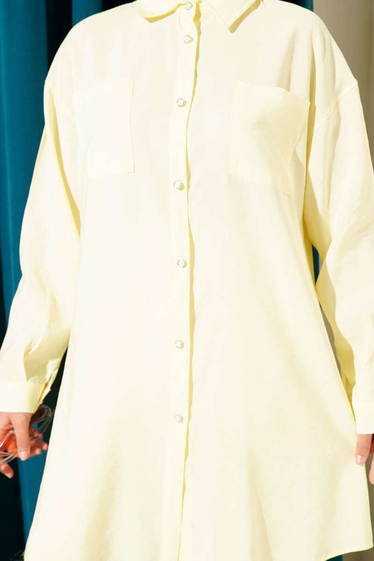 Long Tunic with Stone Buttons, Yellow