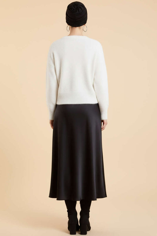 Soft Knitted Short Cardigan with Stone Buttons in Ecru