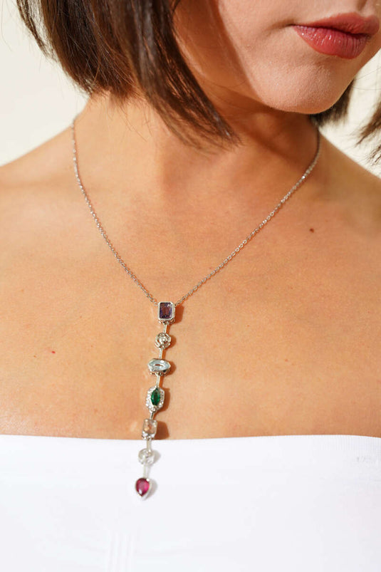 Stone Figurine Necklace Silver