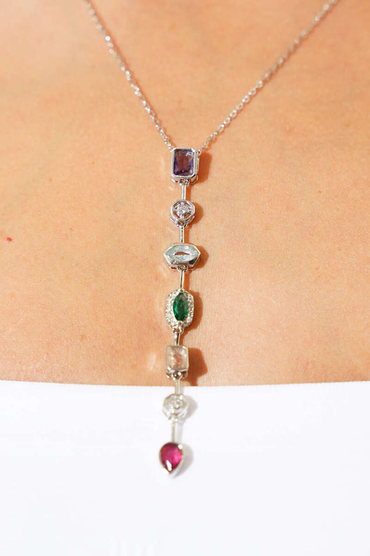 Stone Figurine Necklace Silver