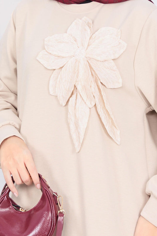 Taş İşlemeli Kabartma Çiçekli Tesettür Takım Taş