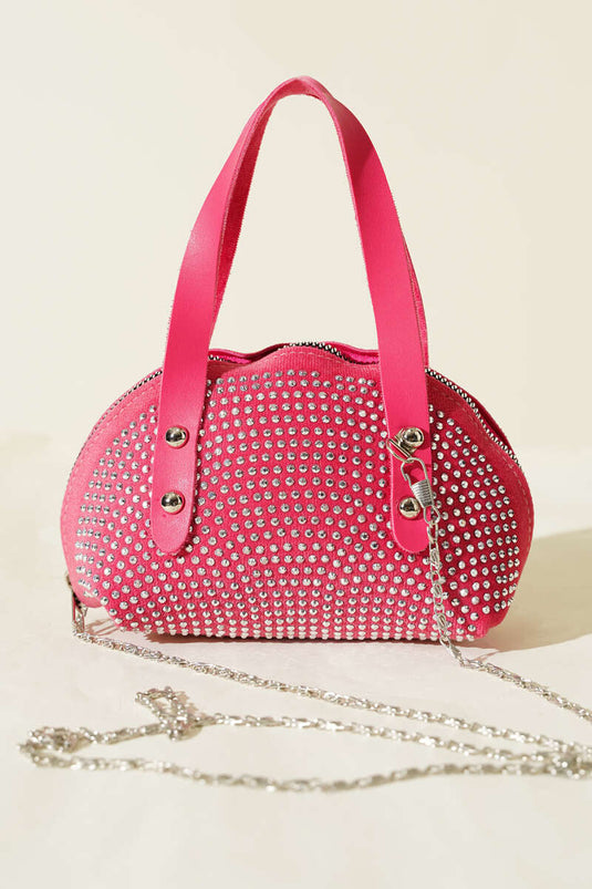 Stone-Embroidered Mini Bag Fuchsia