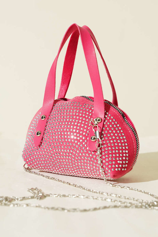 Stone-Embroidered Mini Bag Fuchsia