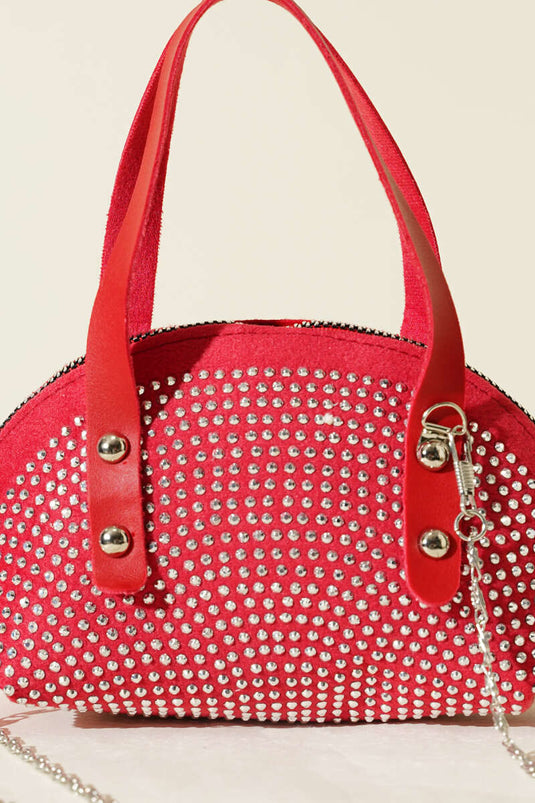 Stone-Embroidered Mini Bag Red