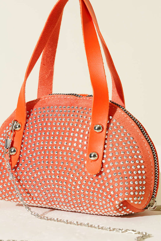 Stone-Embroidered Mini Bag Orange