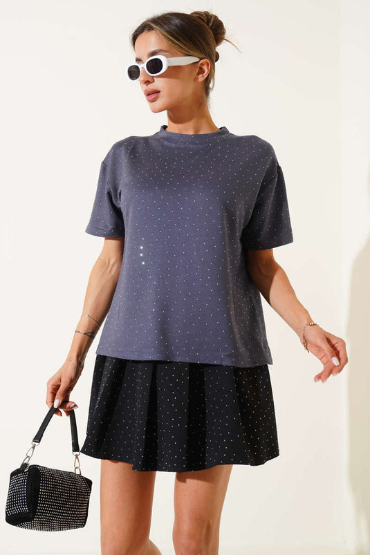 Taş Kristal T-shirt Kayrak Grisi