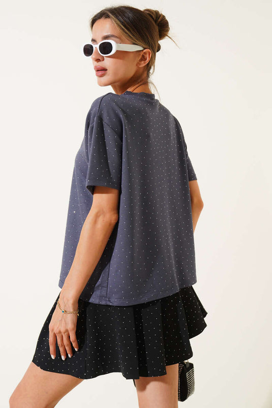 Taş Kristal T-shirt Kayrak Grisi