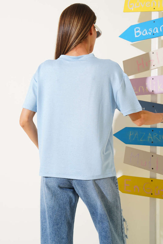 Stone Crystal T-shirt Blue