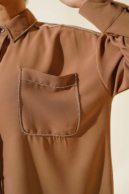 Taş Şerit Detaylı İkili Takım Camel